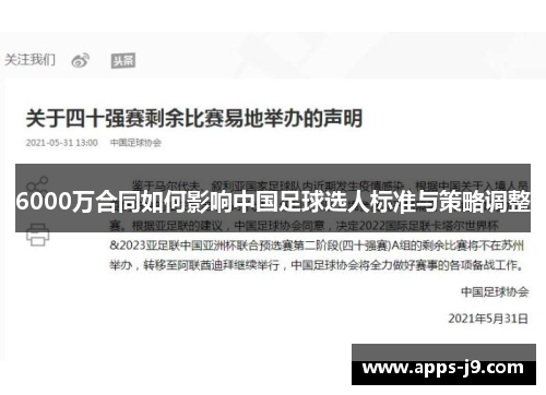 6000万合同如何影响中国足球选人标准与策略调整 6000万合同如何影响中国足球选人标准与策略调整